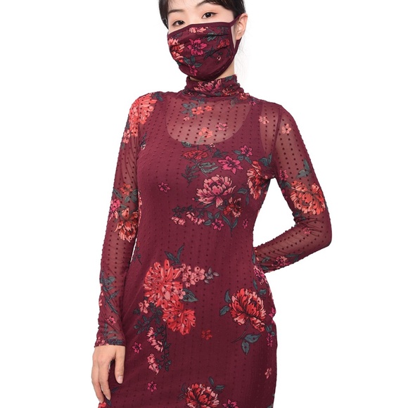 NWT! Price Drop! Floral Print-Dot Mesh Dress w/ Mask! - Picture 14 of 14